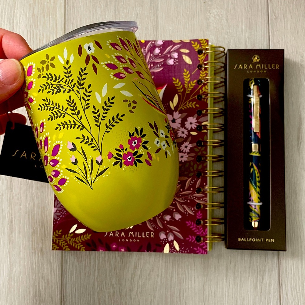 Sara Miller Travel Mug, Notebook & Pen-Haveli Gardens